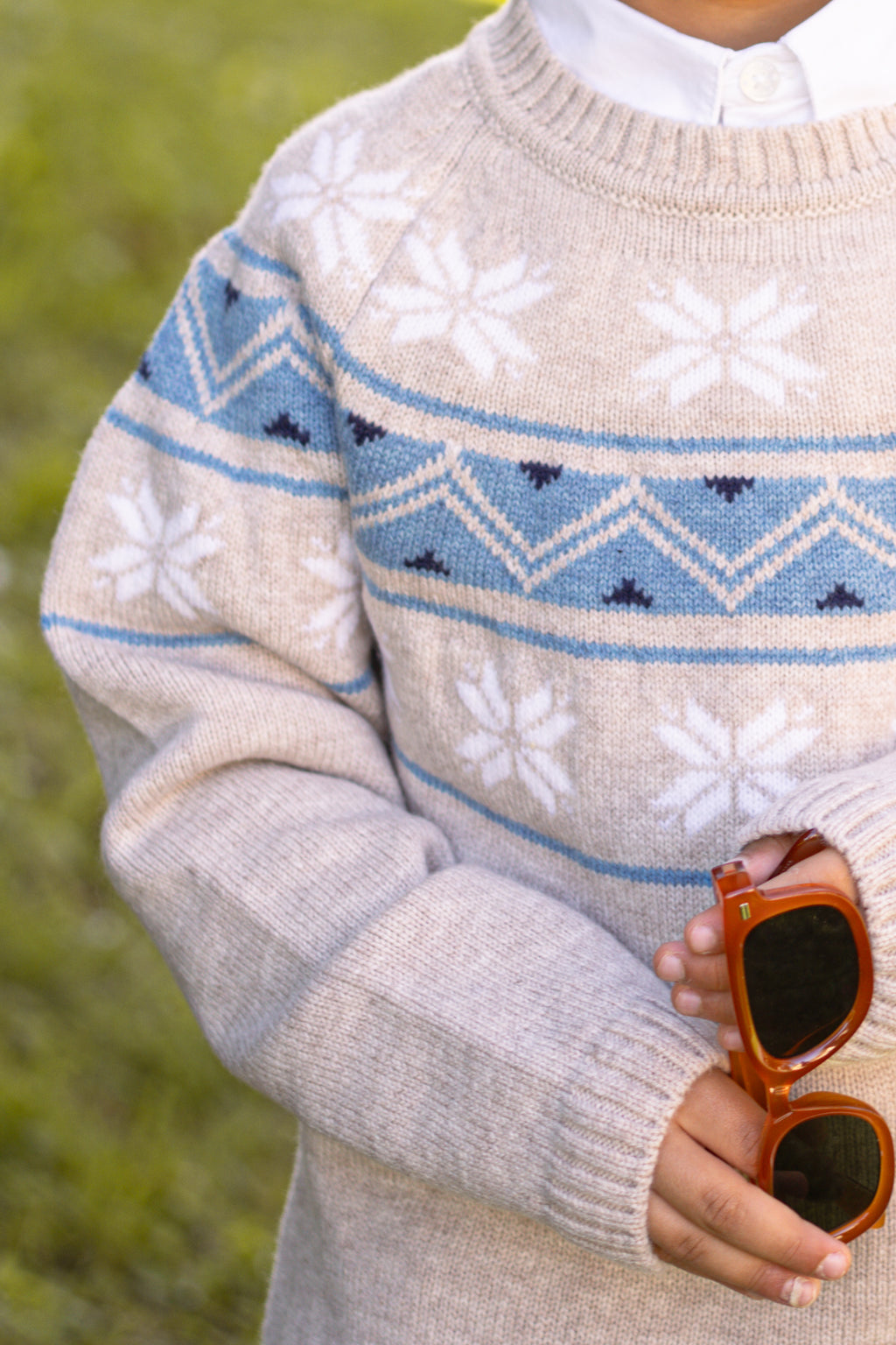 Jacquard sweater in pure ultrafine merino wool for children