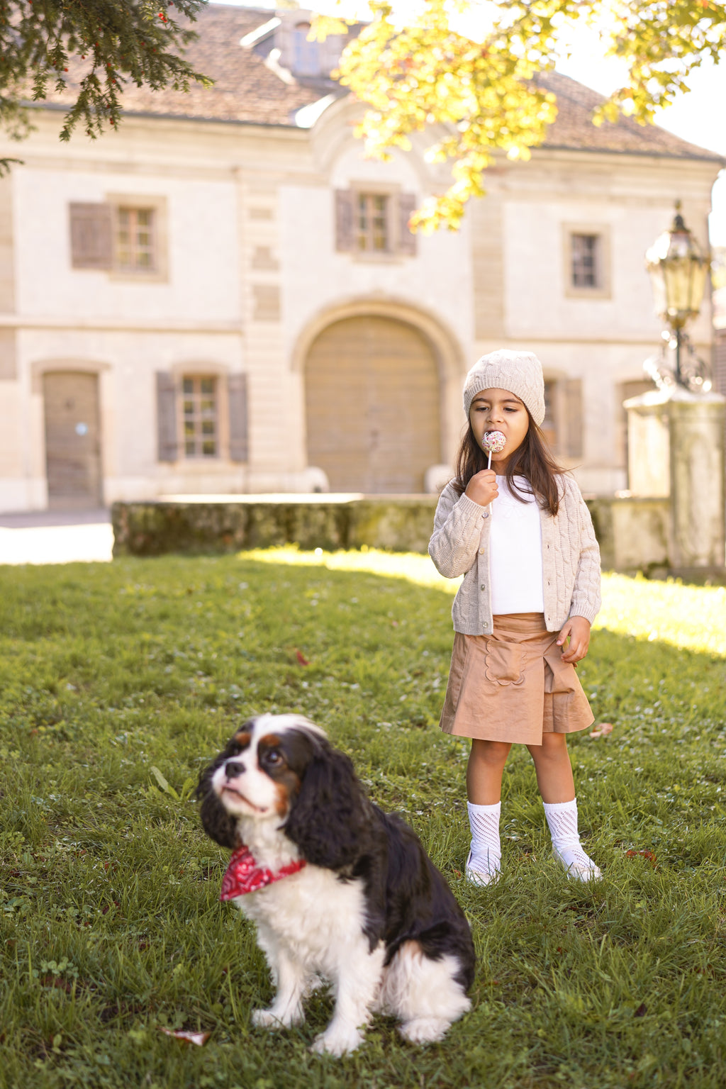 Children's cable knit cardigan in pure ultrafine merino wool