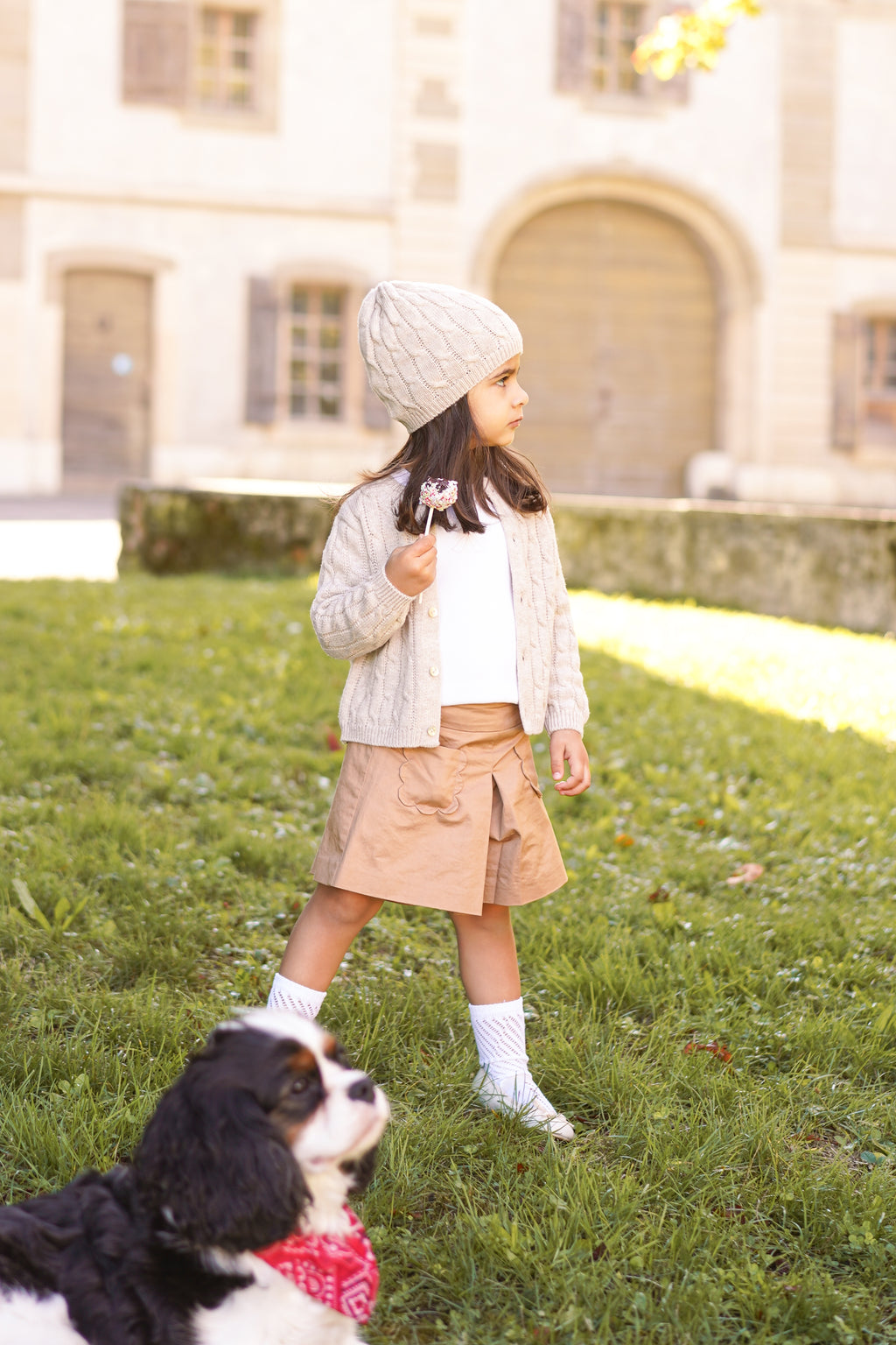 Children's cable knit cardigan in pure ultrafine merino wool