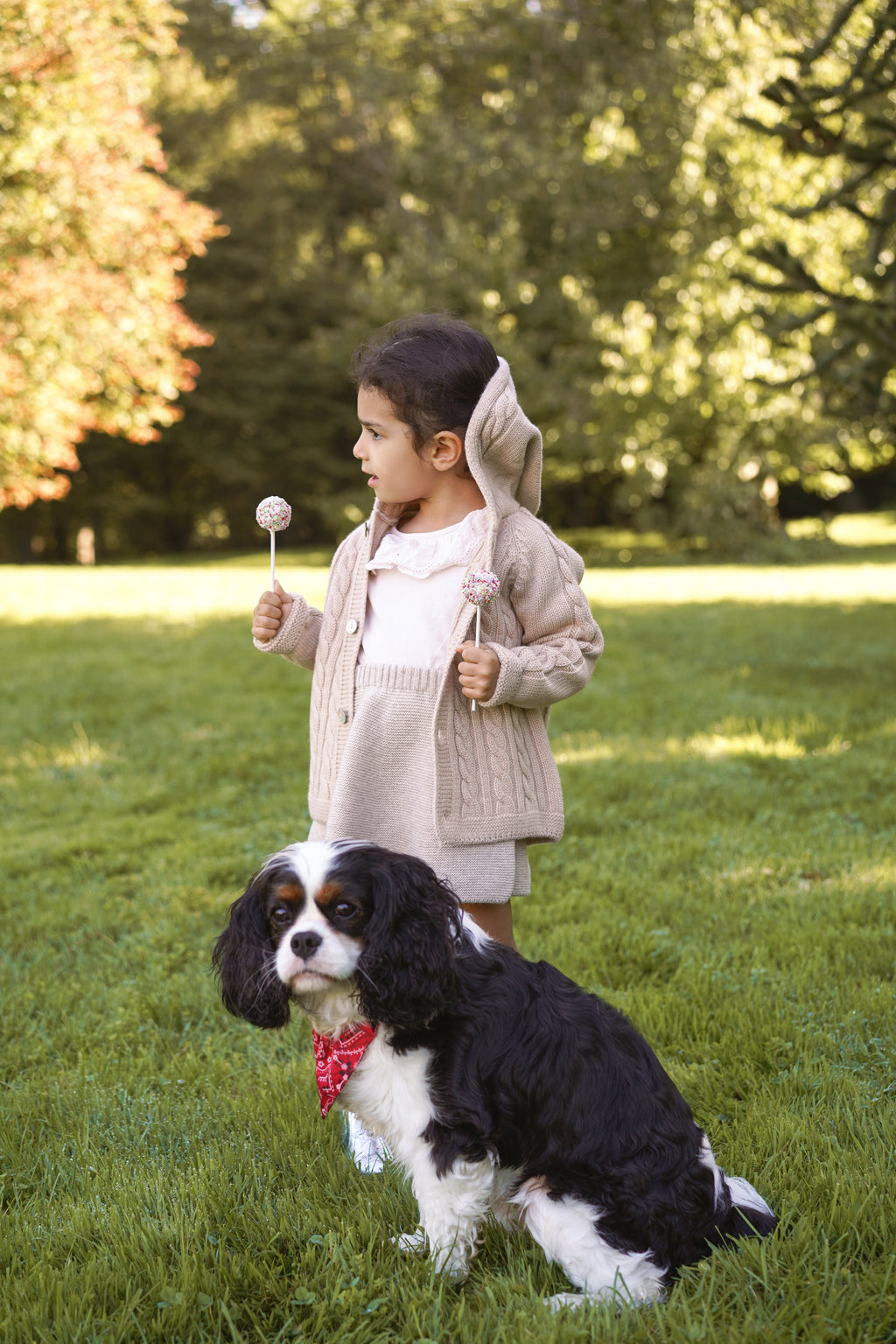 Children's hooded cardigan with braids in pure ultrafine merino wool