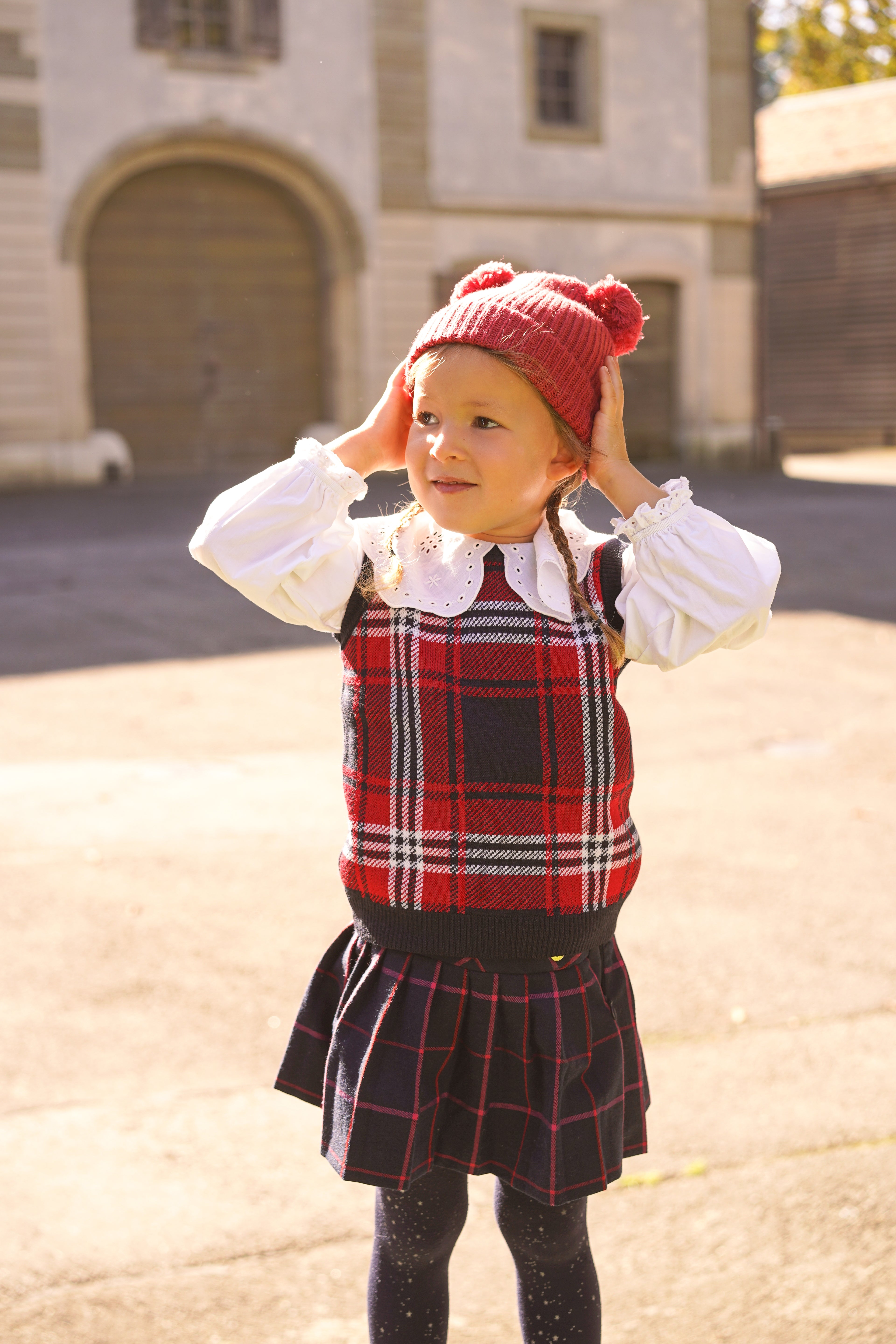 Pure merino wool pom pom hat