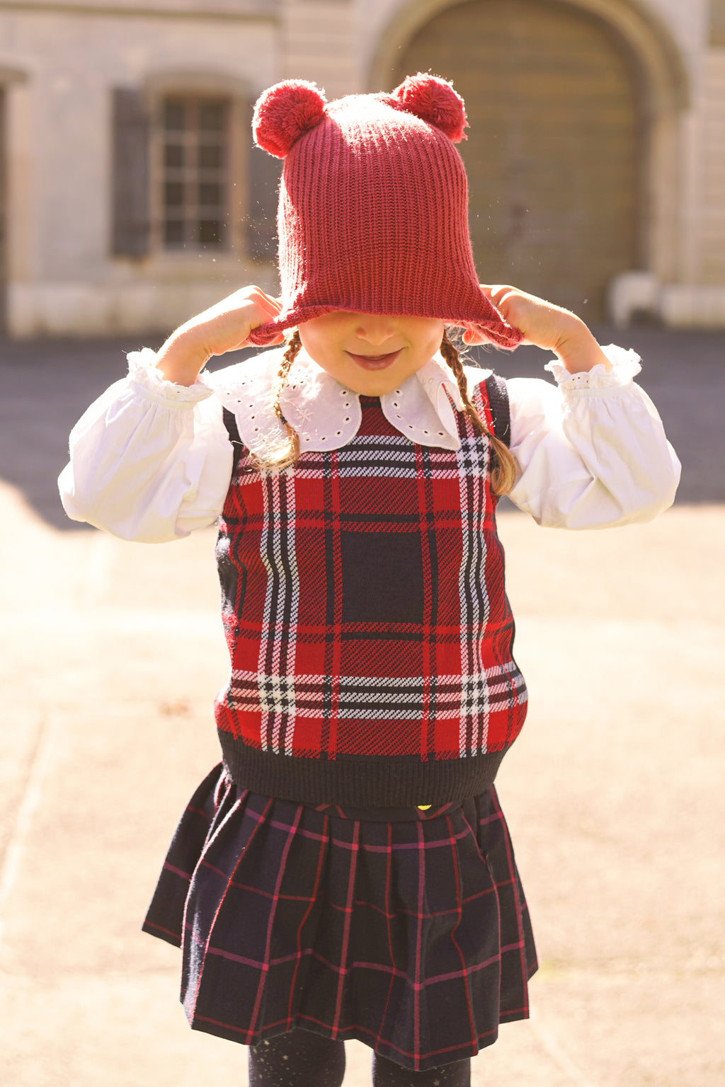 Pure merino wool pom pom hat