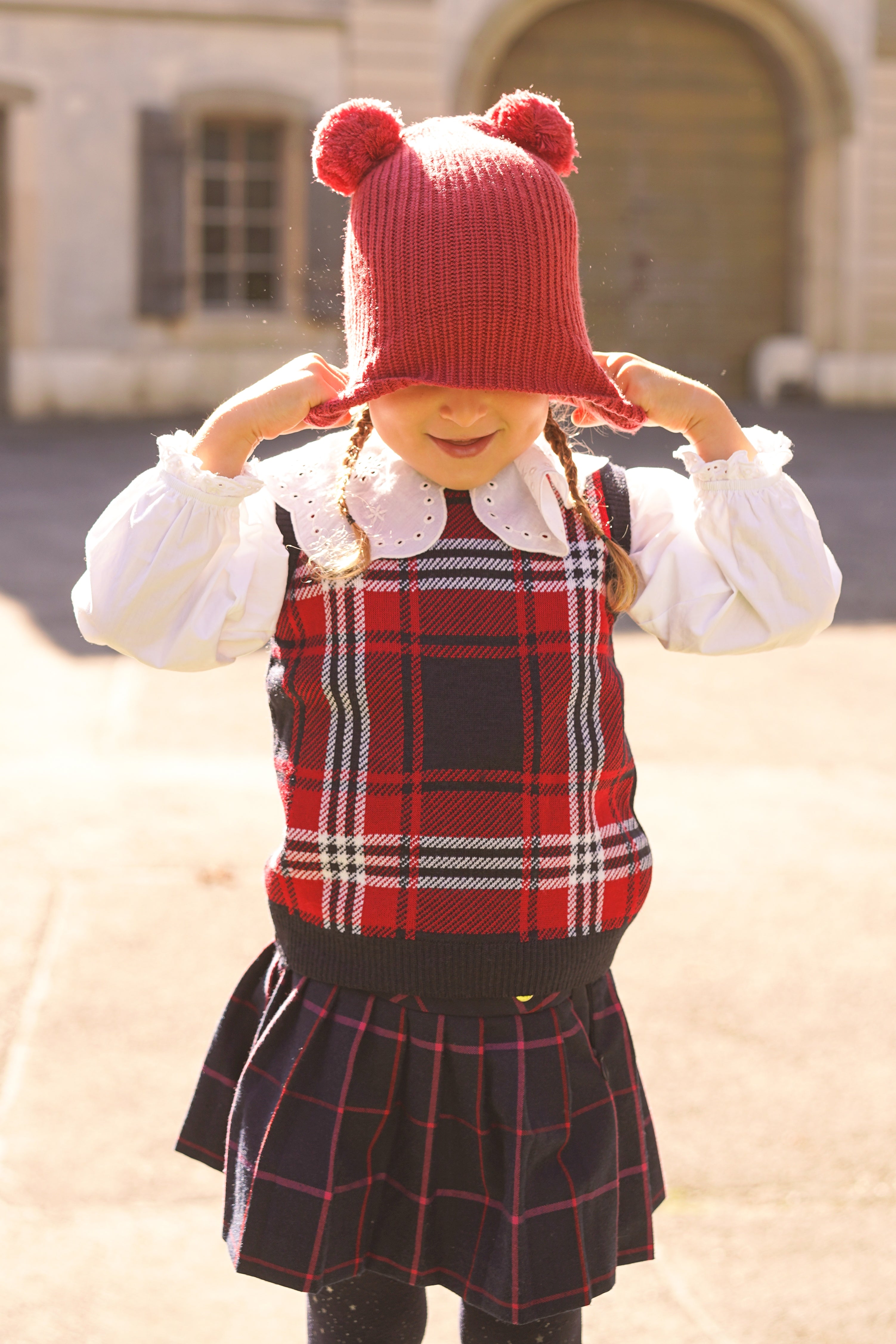 Pure merino wool pom pom hat