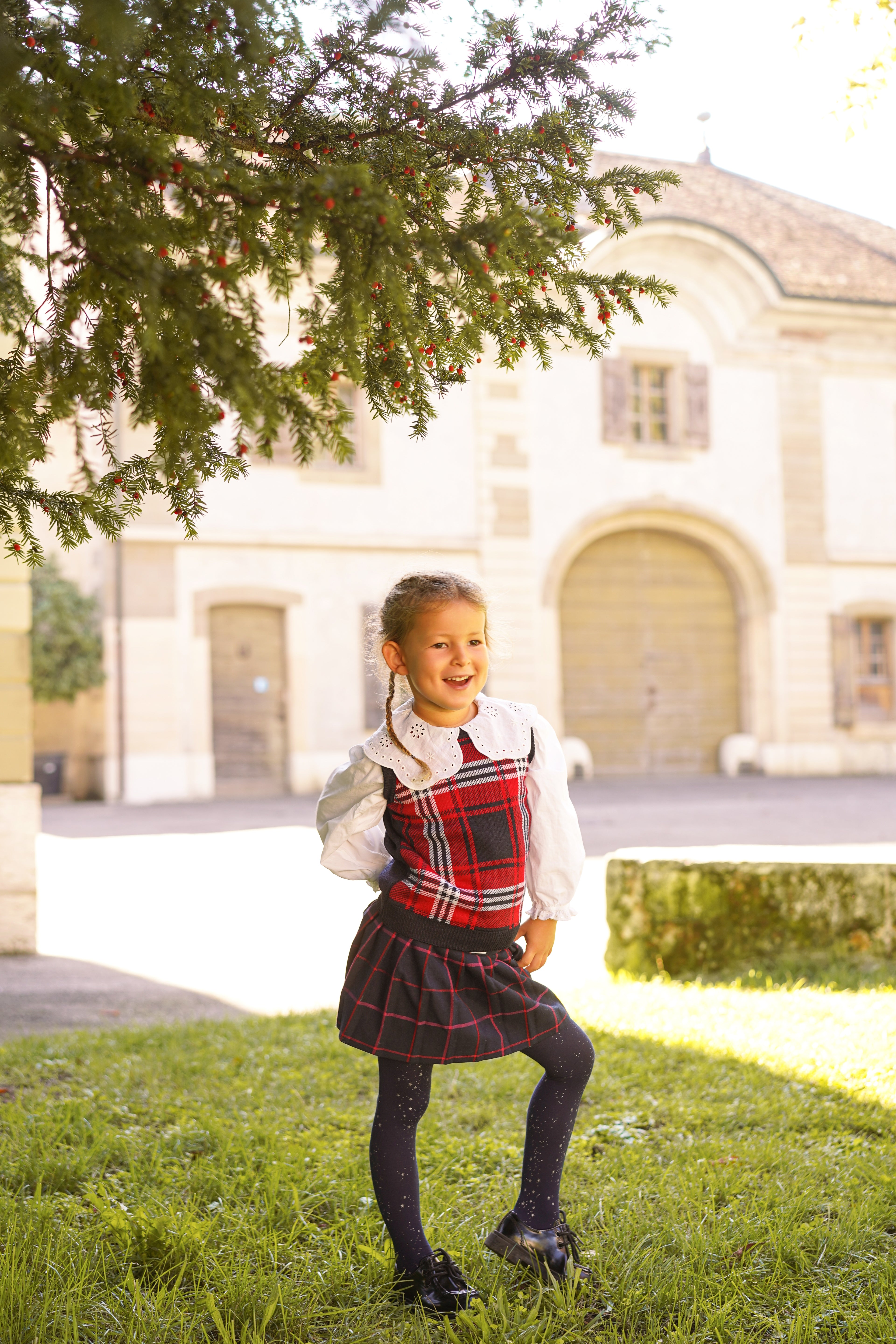 Pure wool tartan vest for children