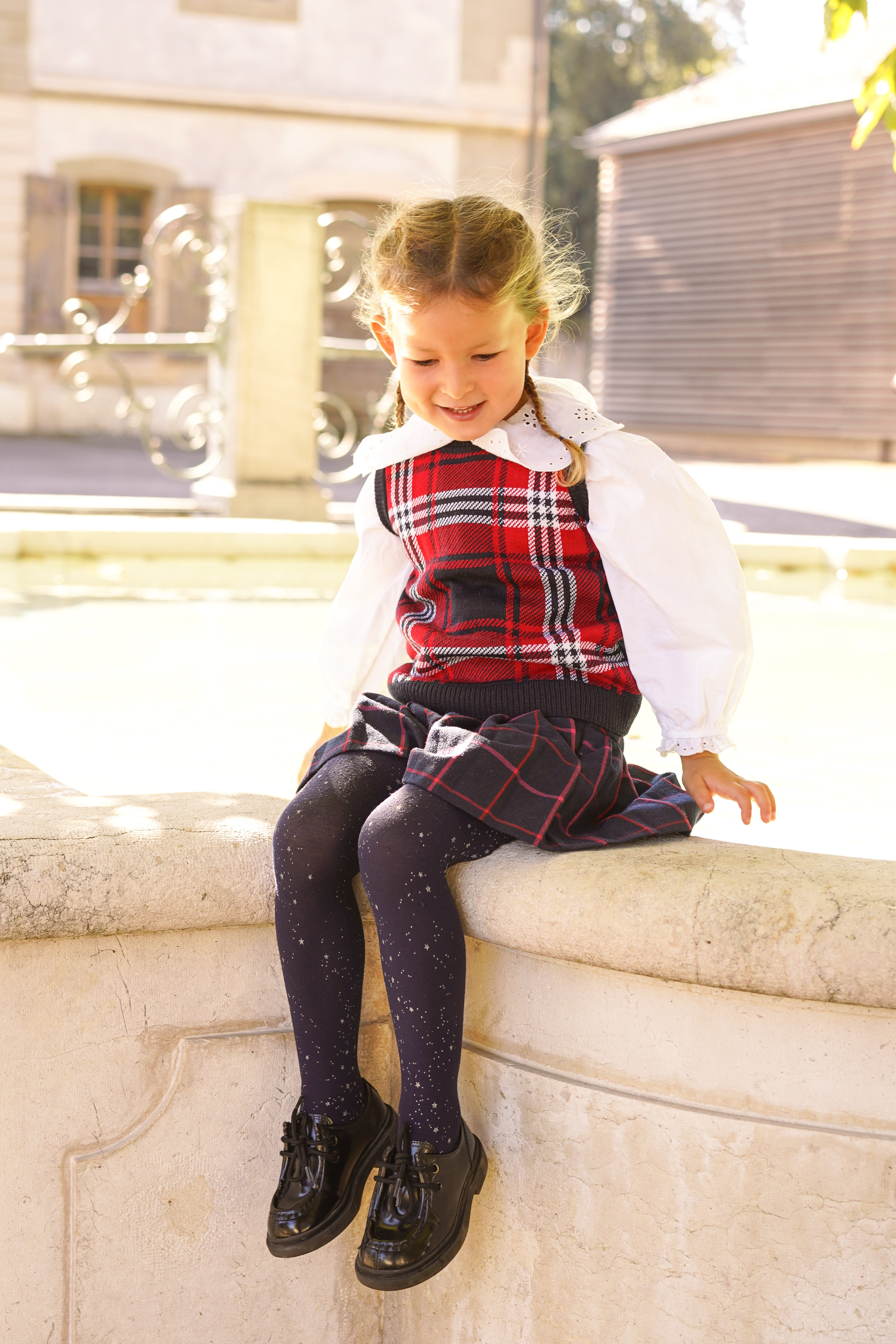 Pure wool tartan vest for children