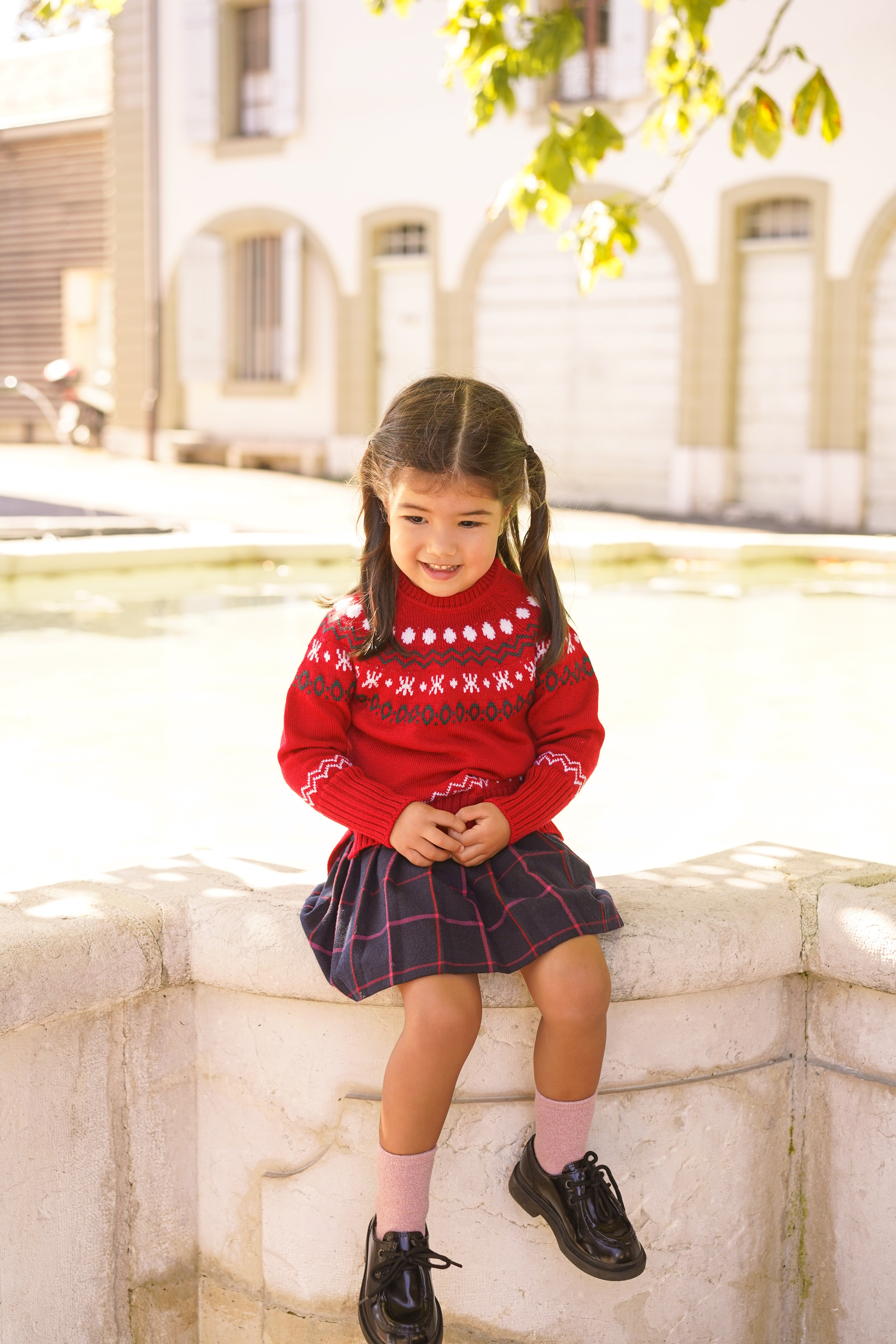 Knitted Jacquard Sweater in Pure Ultrafine Merino Wool