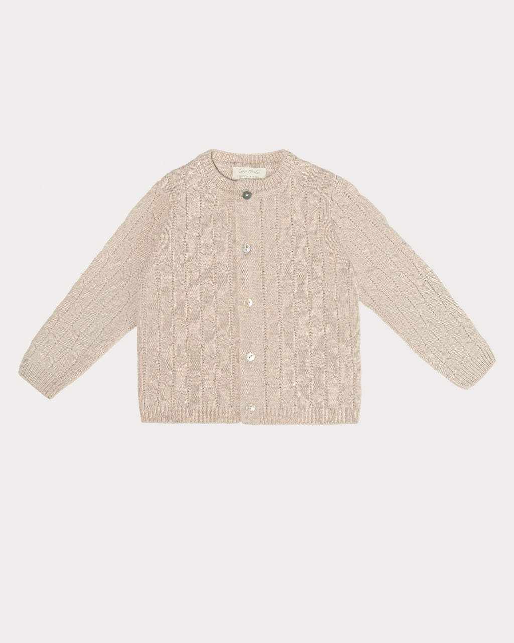 Children's cable knit cardigan in pure ultrafine merino wool