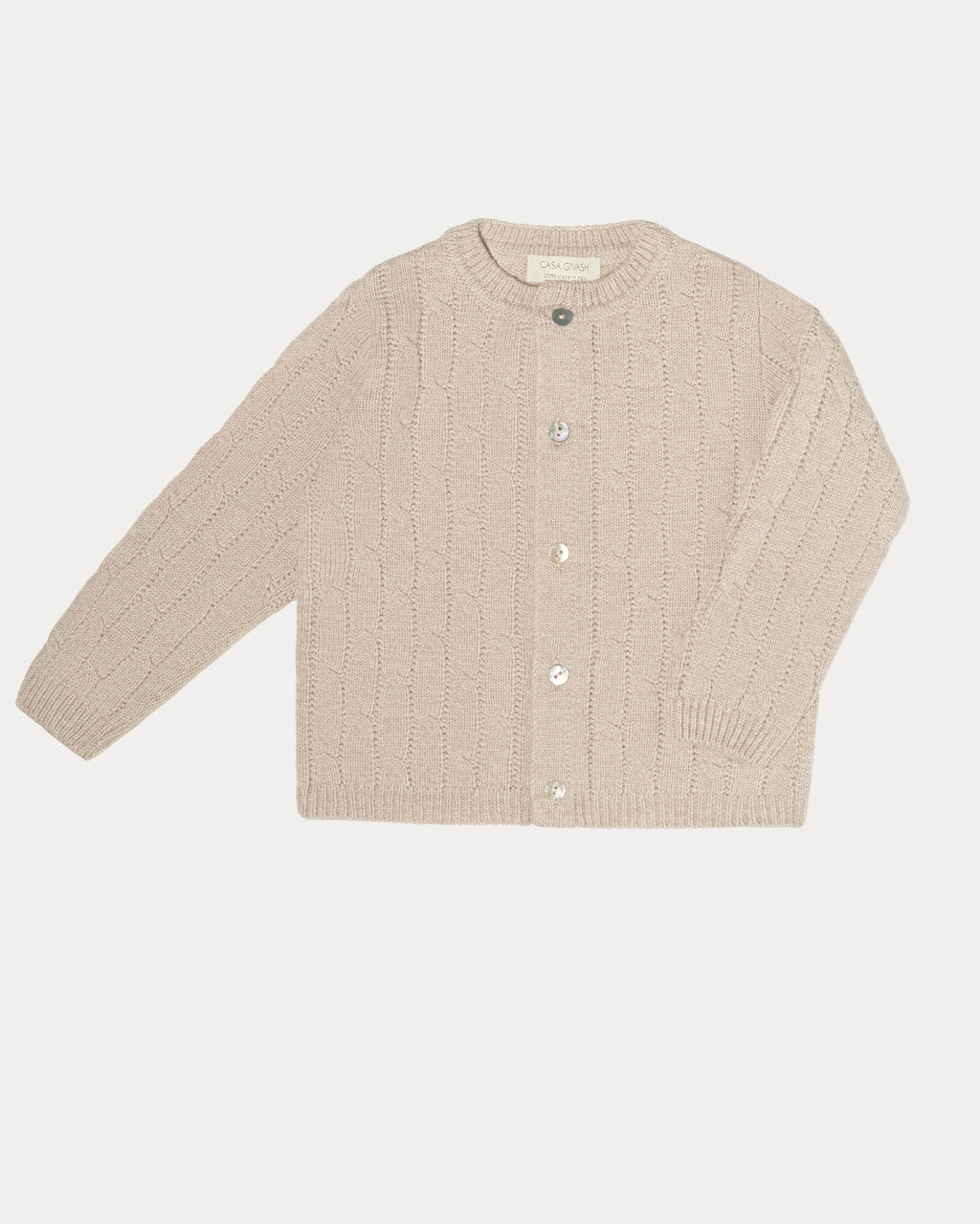 Children's cable knit cardigan in pure ultrafine merino wool