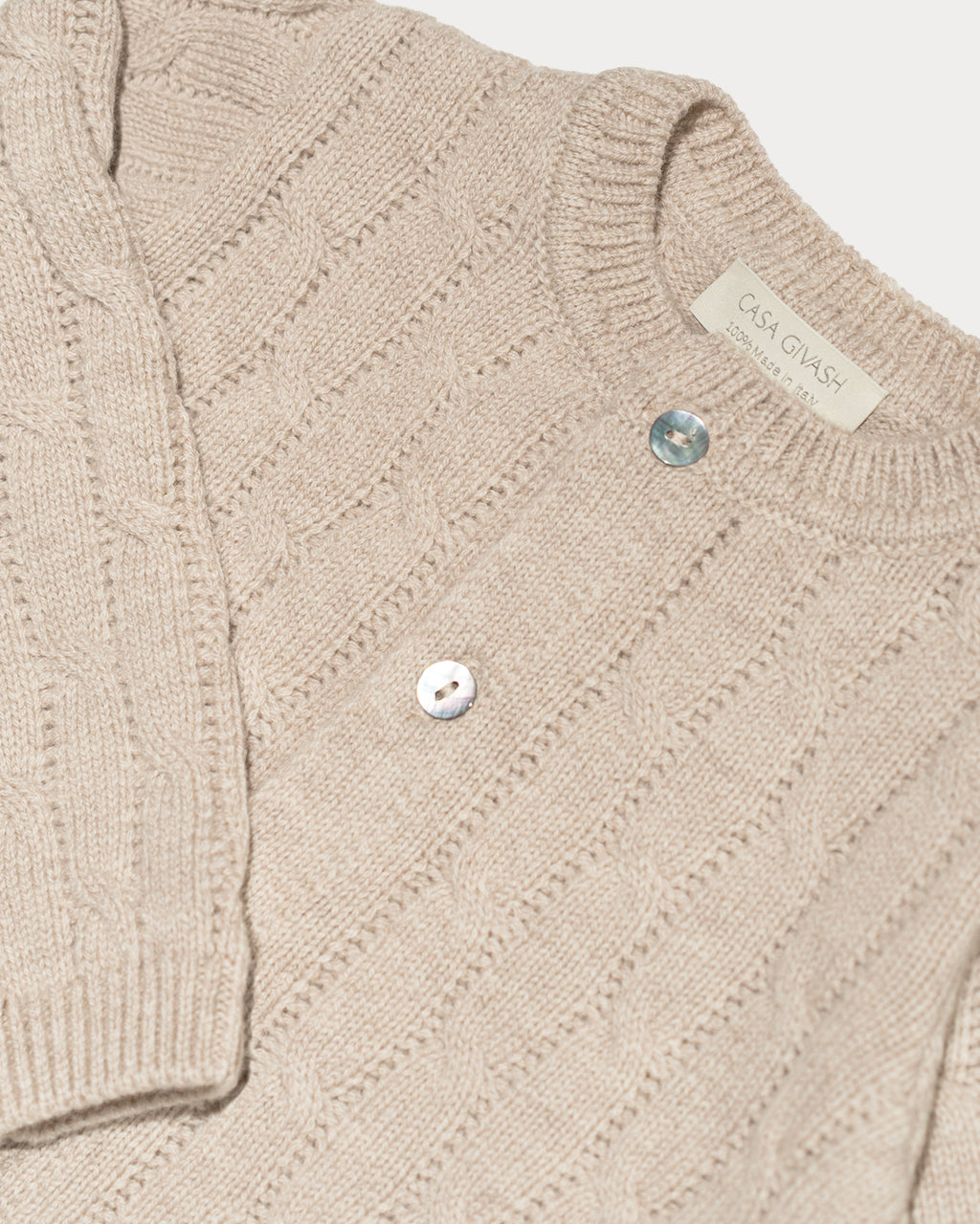 Children's cable knit cardigan in pure ultrafine merino wool