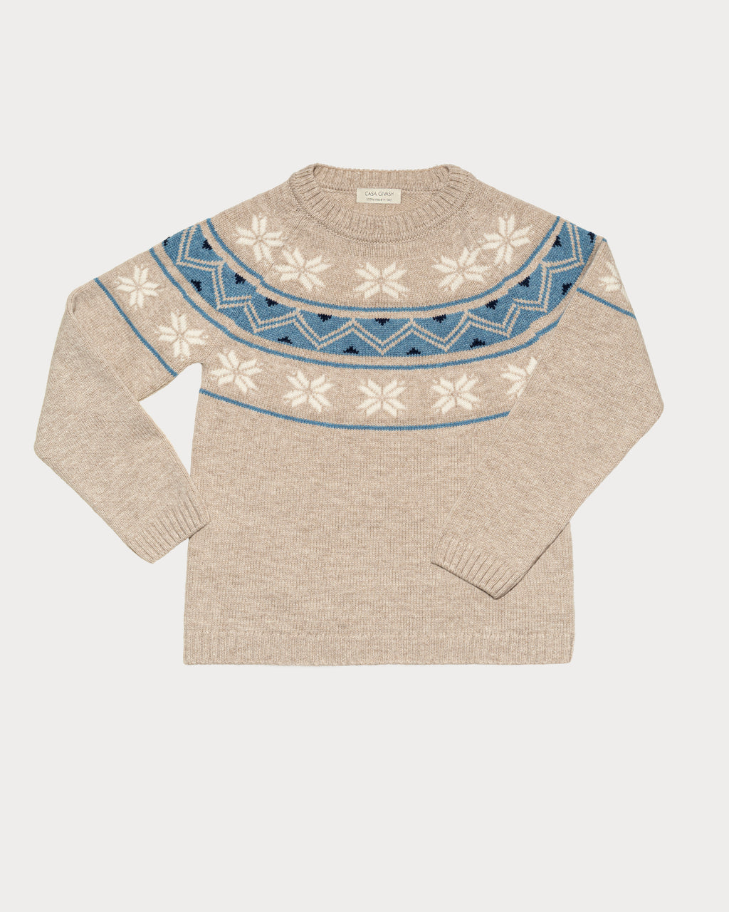 Jacquard sweater in pure ultrafine merino wool for children