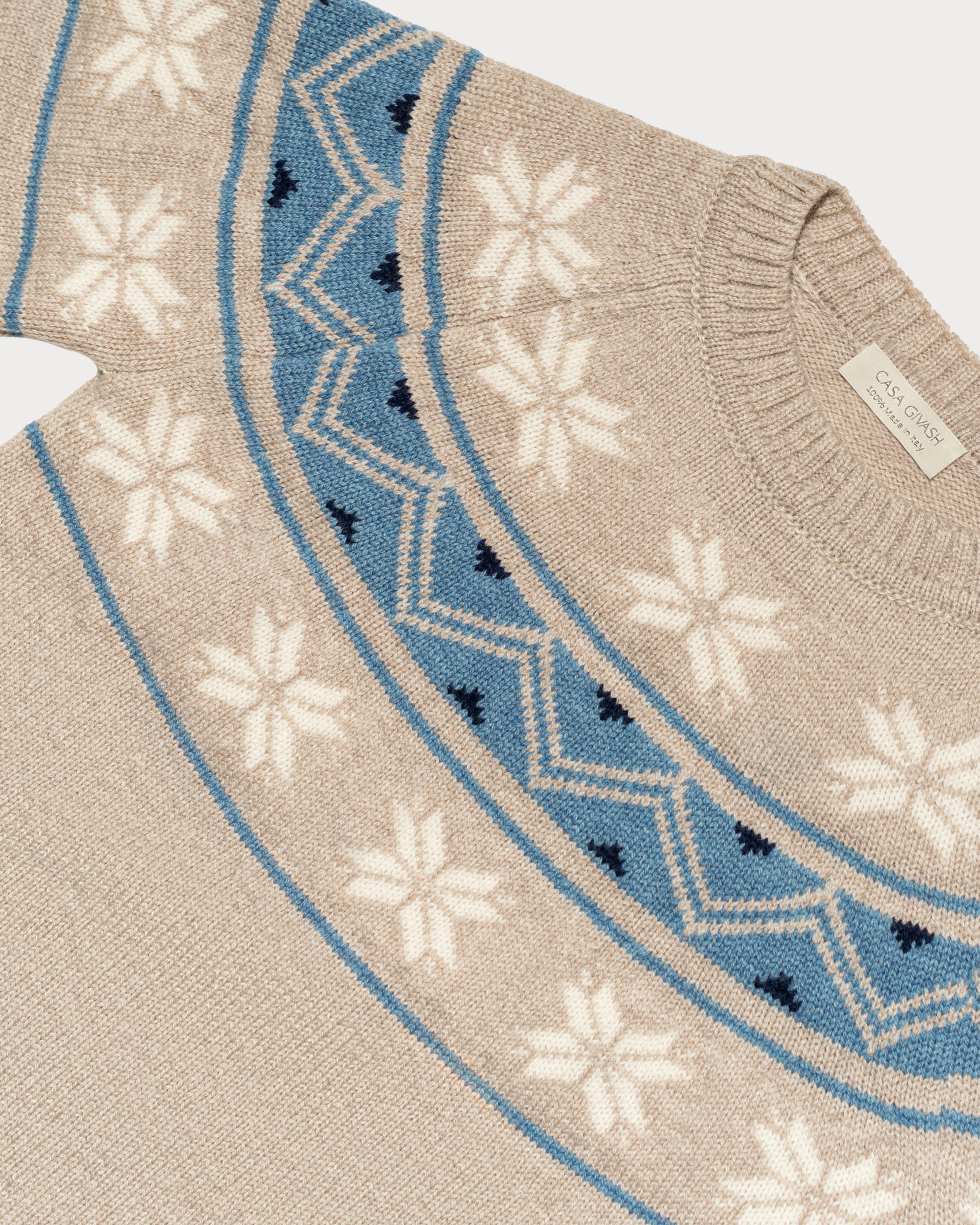 Jacquard sweater in pure ultrafine merino wool for children