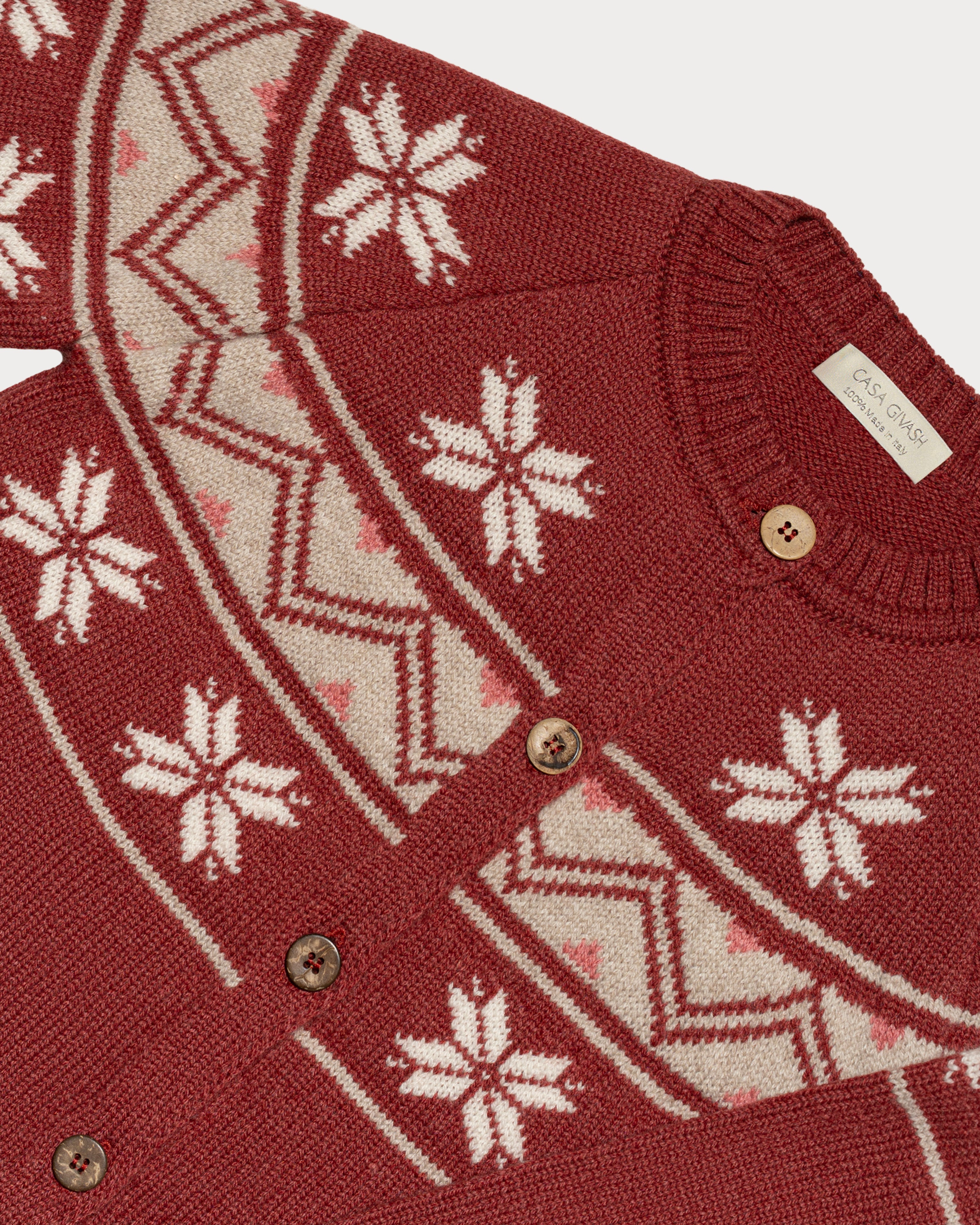 Jacquard cardigan in pure ultrafine merino wool for children