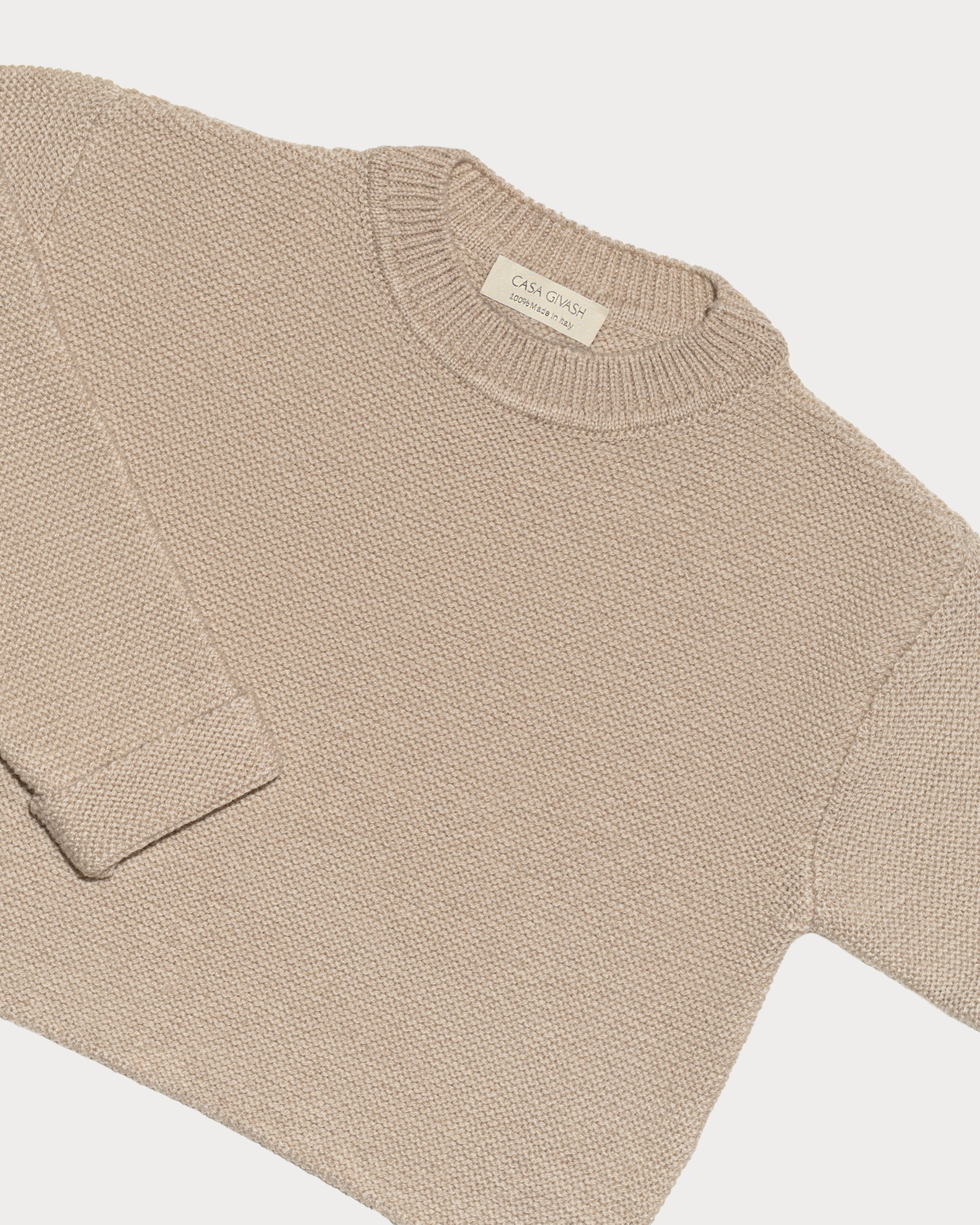 Crew Neck Sweater in Pure Ultrafine Merino Wool