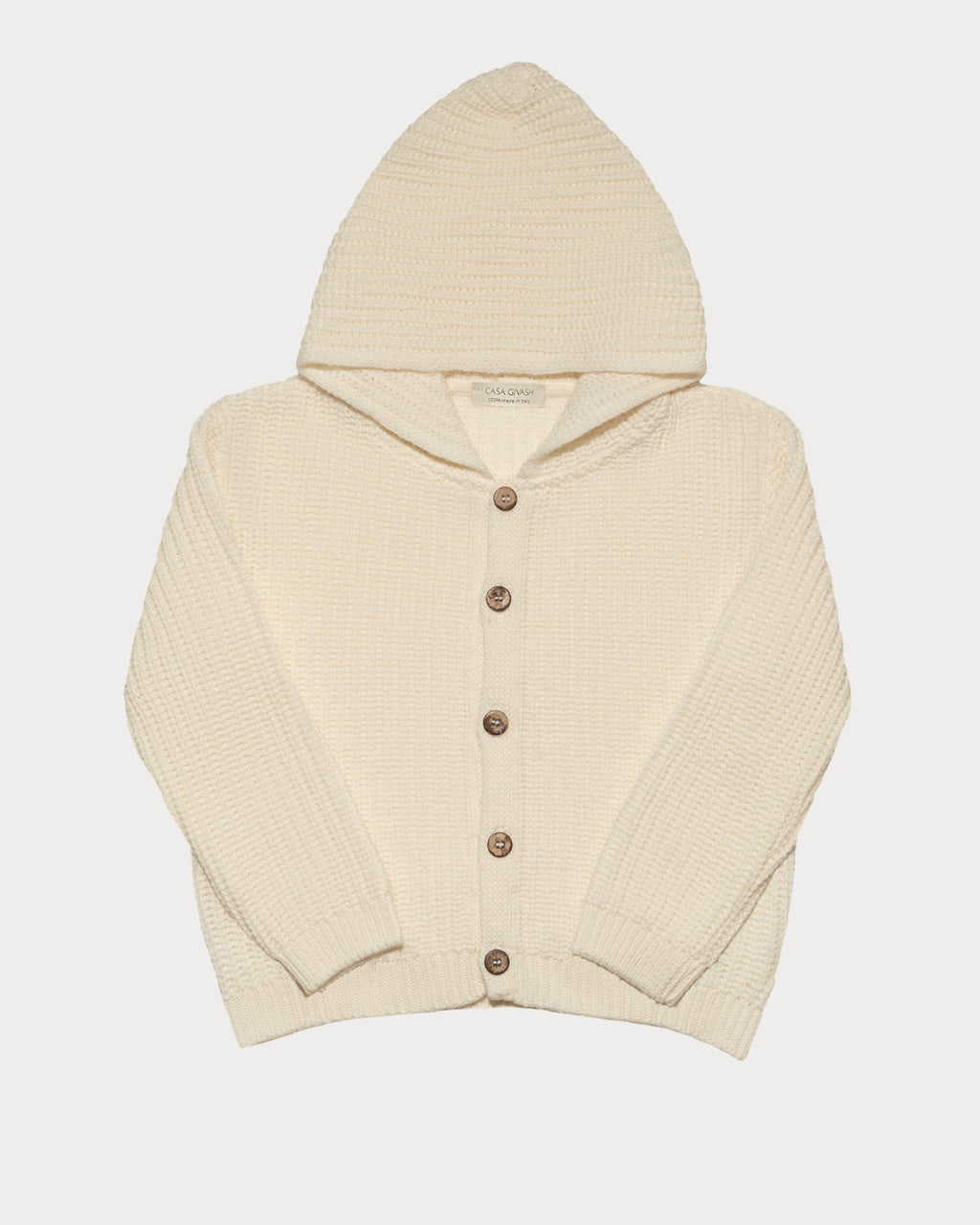 Children’s Hooded cardigan in Pure Ultrafine Merino Wool – Unisex