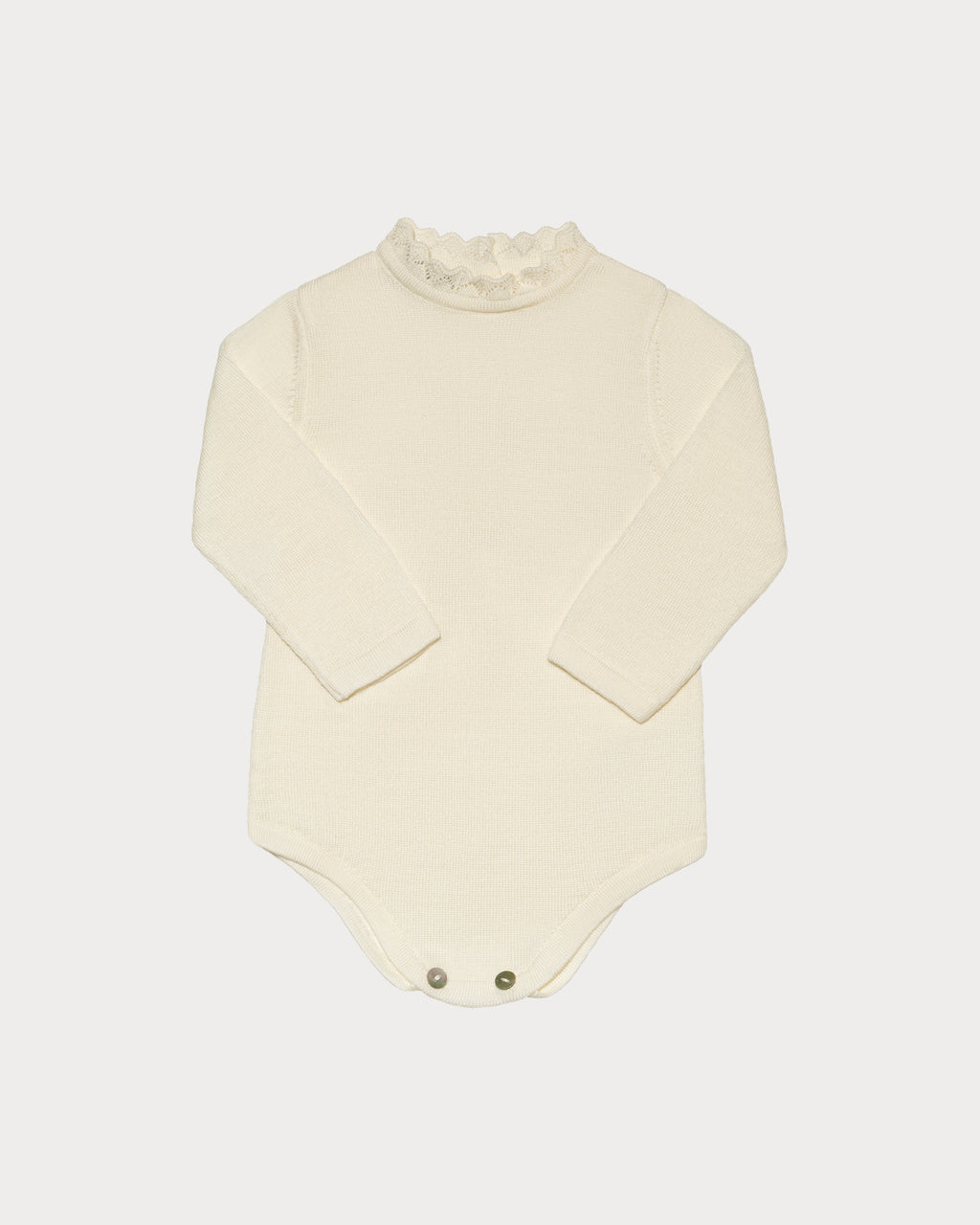 Baby girl's bodysuit with lace in pure merino wool