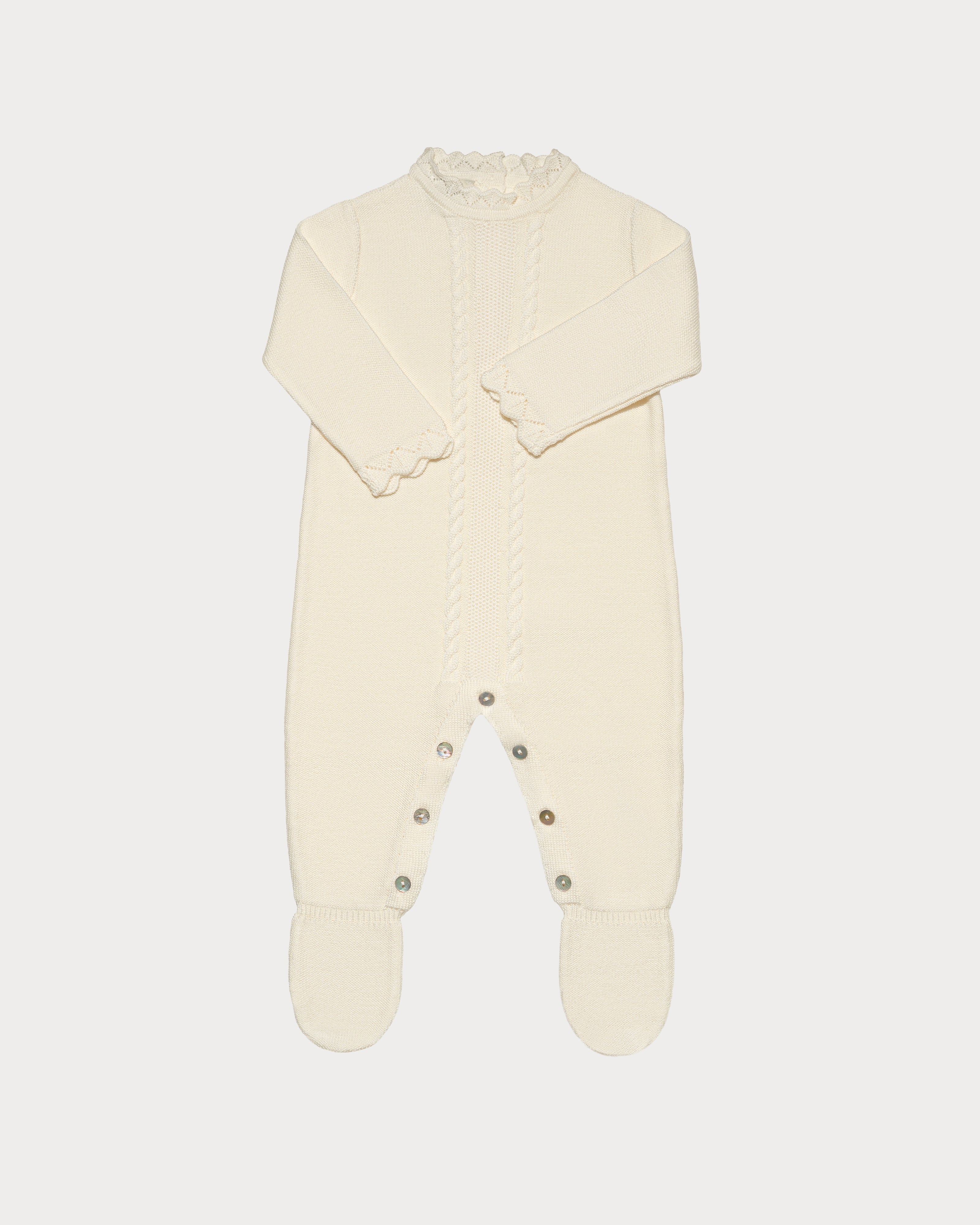 Pure merino wool footed baby romper